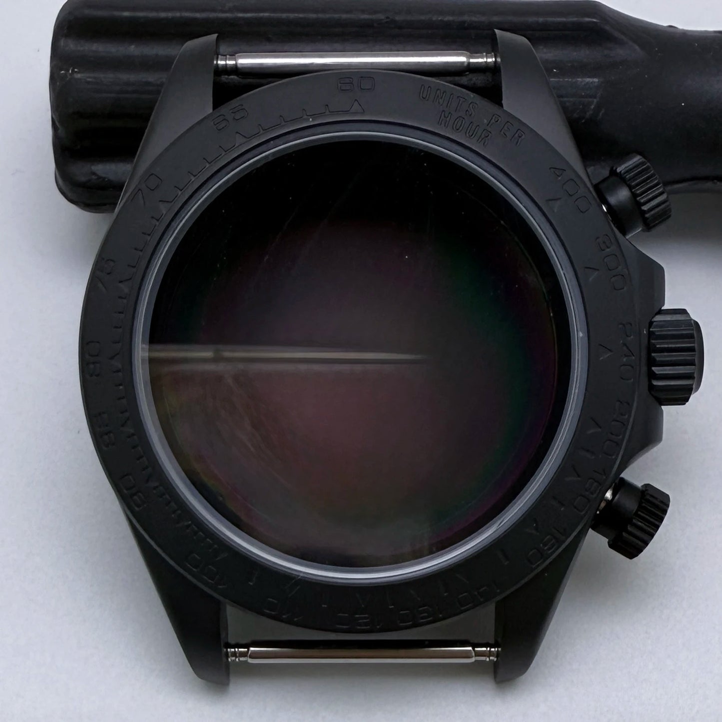 316L Steel 39mm Black Watch Case Sapphire Glass Ceramic/Steel Bezel Fit VK63