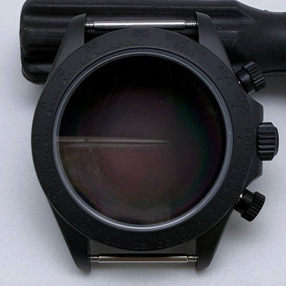 316L Steel 39mm Black Watch Case Sapphire Glass Ceramic/Steel Bezel Fit VK63