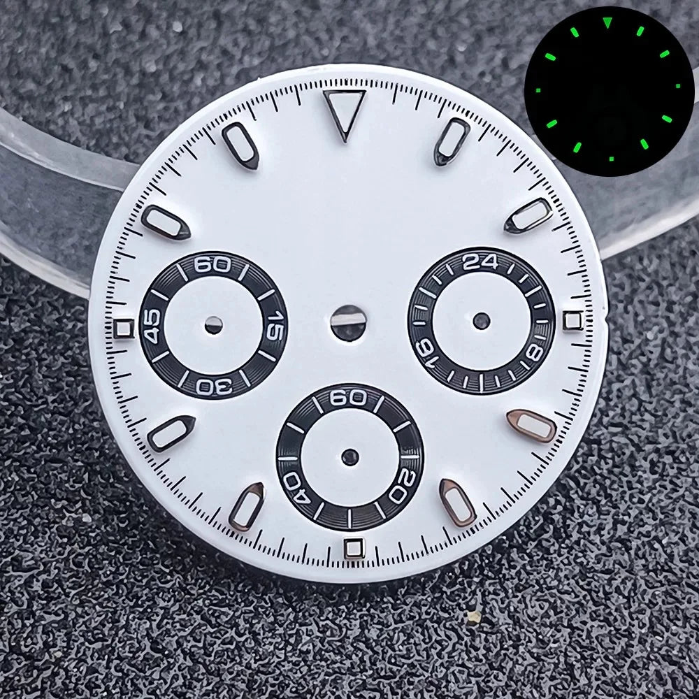29.5mm C3 Green Luminous Timer Multicolor Watch Dial Suitable For VK63 Movement