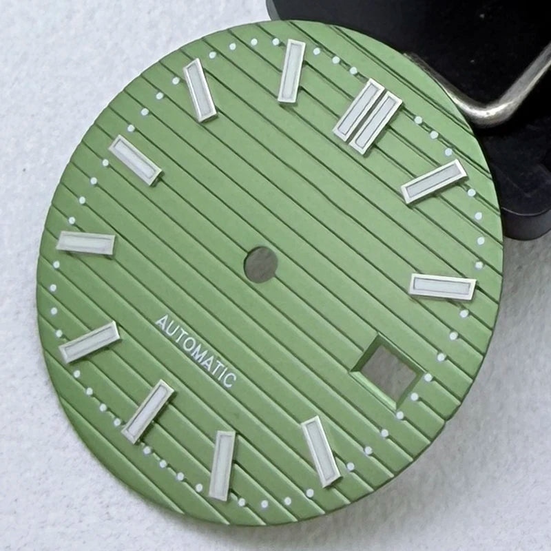 30.5mm S Logo Silver Nail Nautilus Watch Dial Fit NH35/NH36/7S/4R Movement