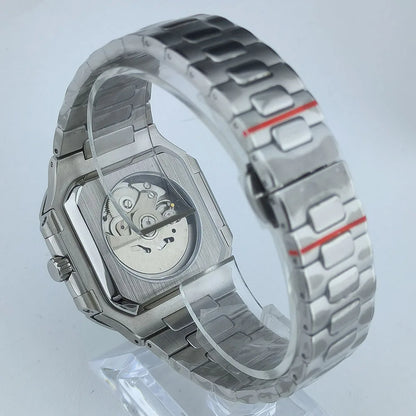 38.5mm Square Watch Case Folding Clasp WatchBand Fit NH35 NH38 Sapphire Crystal