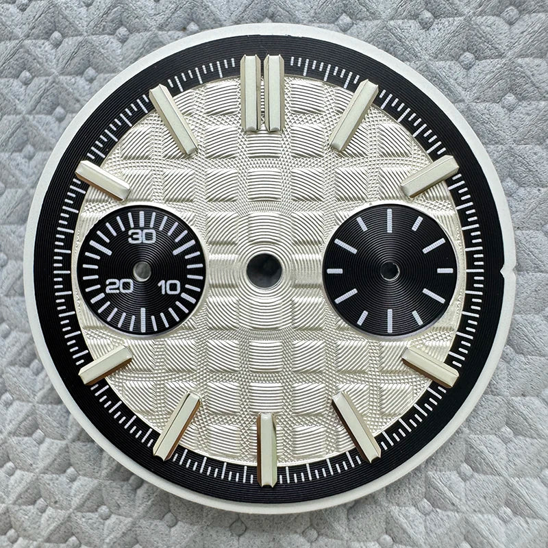 30.5mm No Logo Watch Dial 2eyes Grid Dual Scale Green Luminous for VK64 Movement