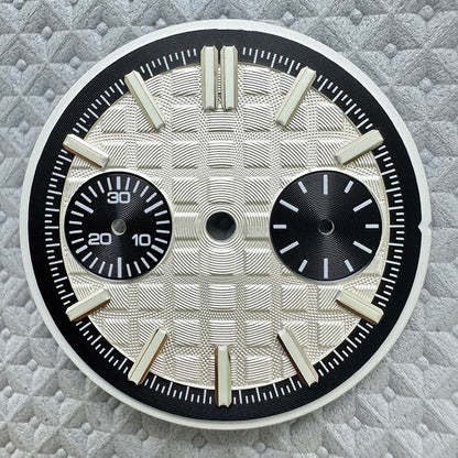 30.5mm No Logo Watch Dial 2eyes Grid Dual Scale Green Luminous for VK64 Movement