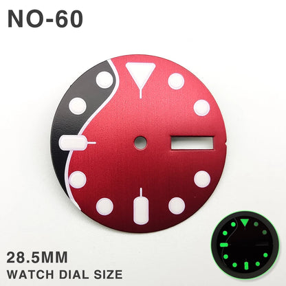 29MM Watch Dial Green Luminous with Dual Calendar Date Surface for NH36/4R