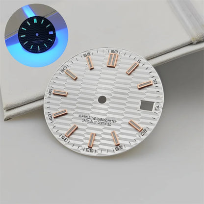 28.5mm Watch Dial Metallic Texture Surface Log BGW9 Luminous for NH35 Movement