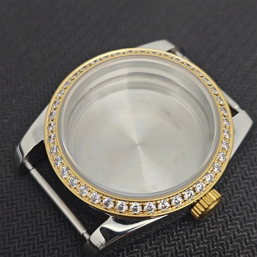 Oyster Diamond tainless Steel Watch Case with Sapphire Crystal Sfor NH35/NH36/4R