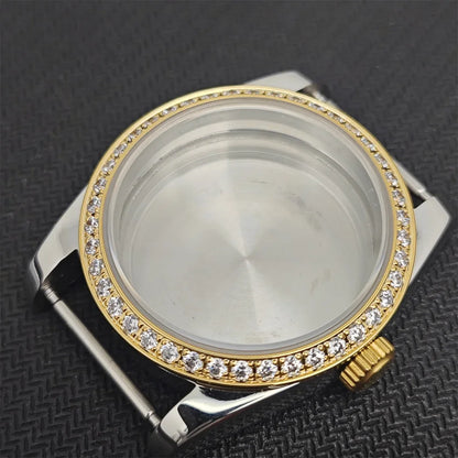 Oyster Diamond tainless Steel Watch Case with Sapphire Crystal Sfor NH35/NH36/4R