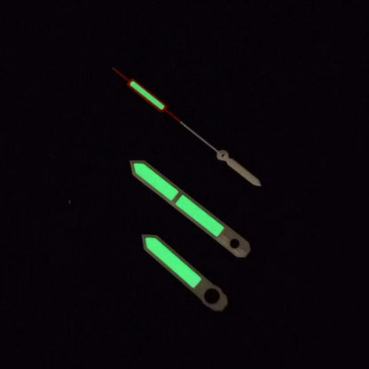 Silvery Pointer Red Second Hand Green Luminous Watch Hands for NH35/NH36/4R/7S
