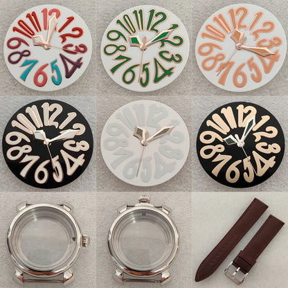 33.2mm Enamel Literal Dial 40mm Steel Watch Case and Strap Set for NH35 / NH36