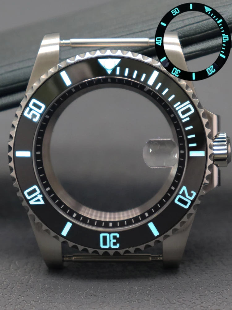 Diver 40mm Watch Case Sapphire For Nh34 Nh35 Nh36 Luminous SUB Ceramic Bezel