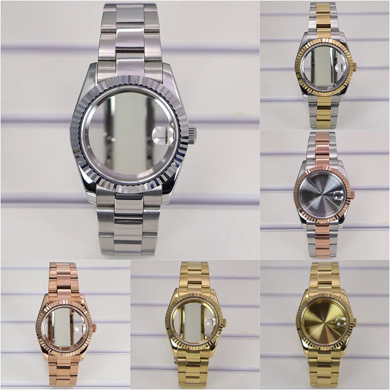 36/39mm Watch Cases Set Sapphire Glass For NH35 NH36 NH34 NH70 8215 Datejust
