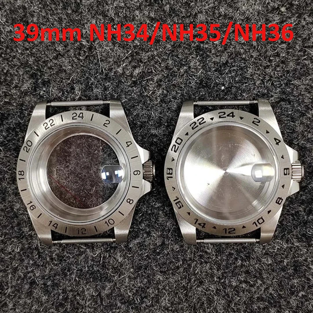 39mm 5ATM Waterproof GMT 24 Hours Classic Retro Watch Case for NH34/NH35/NH36