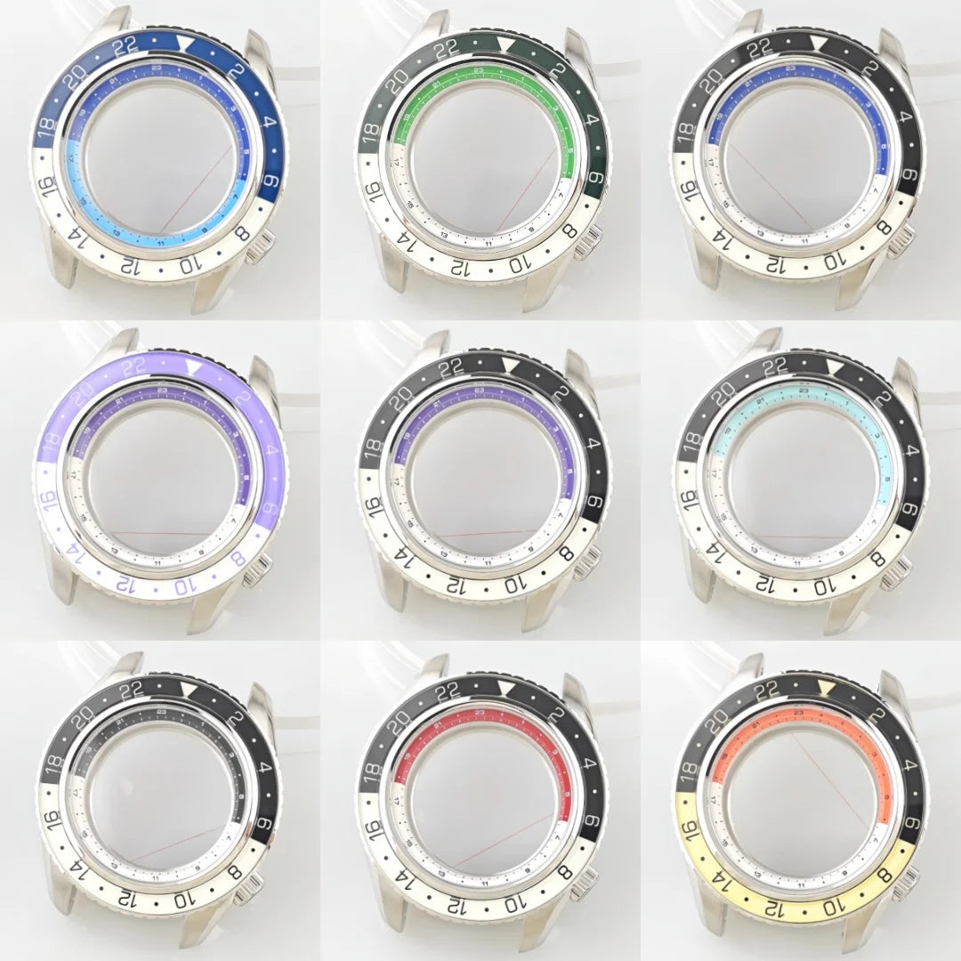 44mm Watch Case Green Luminous GMT Sprite Bezel Diving Case for NH34/NH35