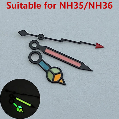 Modified 3 Hands Watch Hands with Green luminous /No luminous for NH35 NH36