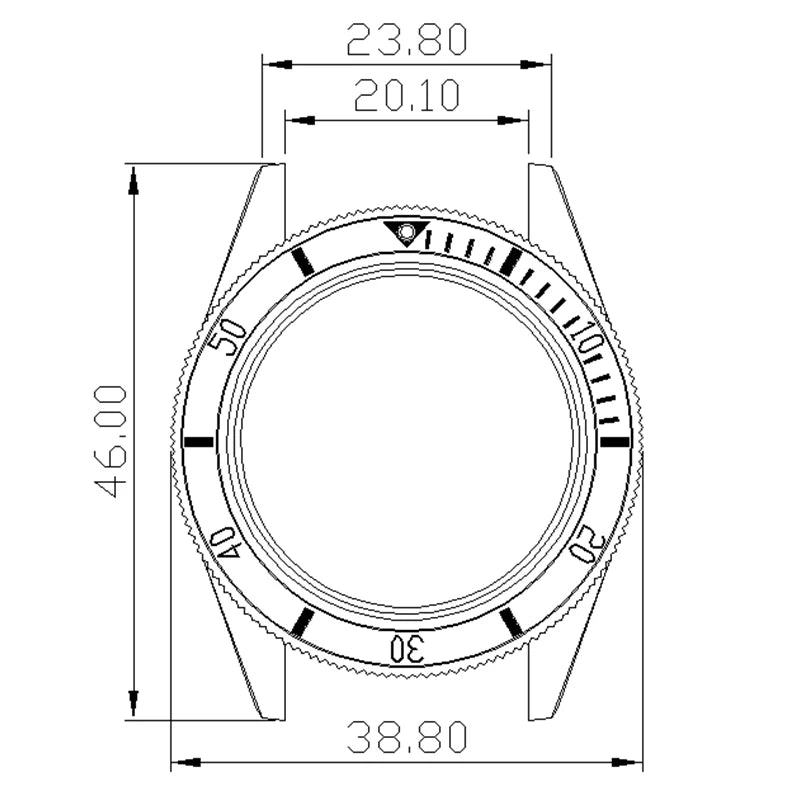 Silver 38mm Men Watch Case 316L Steel Sapphire Glass For NH35 NH36 NH38 4R36