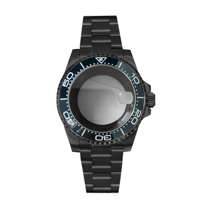 40MM Black Watch Case + Strap SUB Steel Case with Sapphire Crystal for NH35 NH36