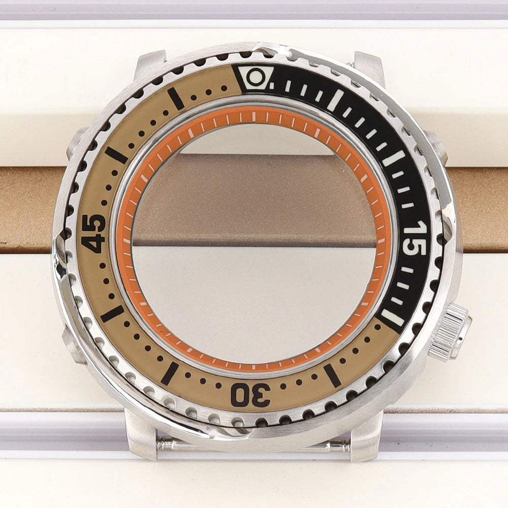 43mm Watch Case For NH34 NH35 NH36 NH38 Tuna Sapphire Crystal Luminous Bezel