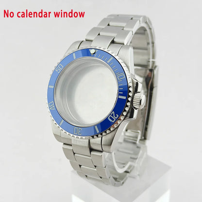 40.5mm SUB Sapphire Crystal Steel Watch Case One-Way Selection Bezel For NH35/36
