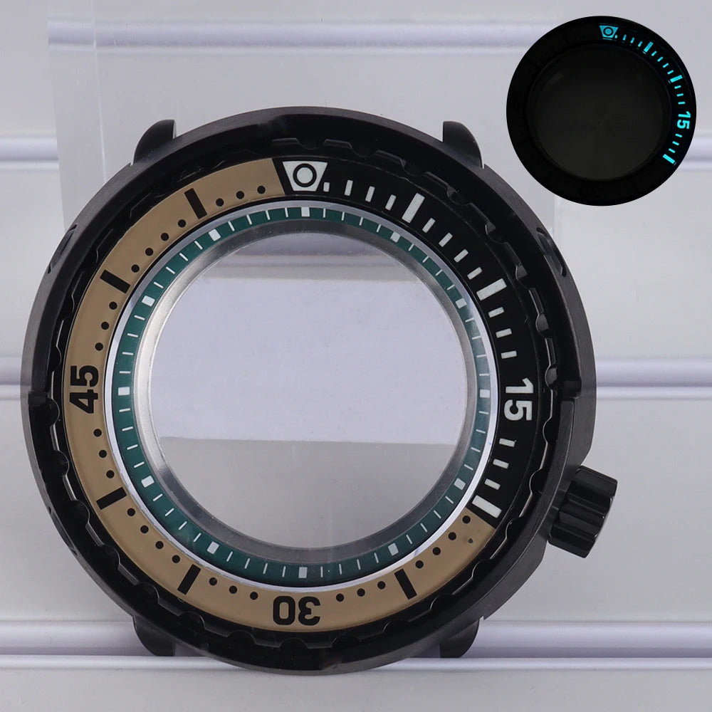47mm Watch Case Sapphire Crystal For NH35/36 NH38 Modified Tuna Canned C3 Bezel