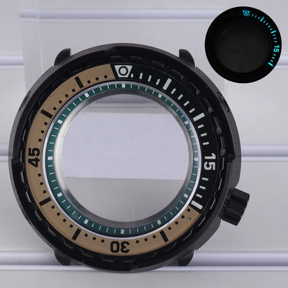 47mm Watch Case Sapphire Crystal For NH35/36 NH38 Modified Tuna Canned C3 Bezel