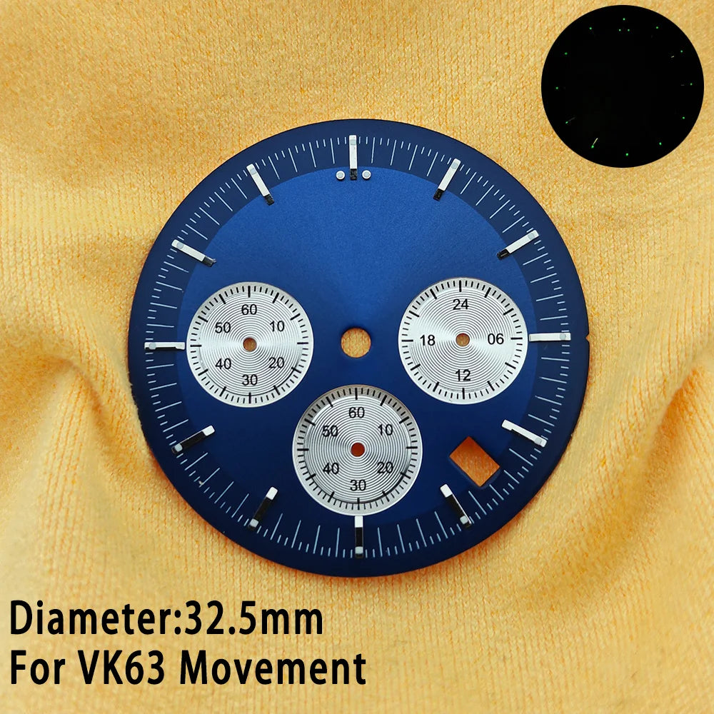 39.7mm Case 20mm Strap for VK63 Watch Head Silver Black Assembled Case Moon Case