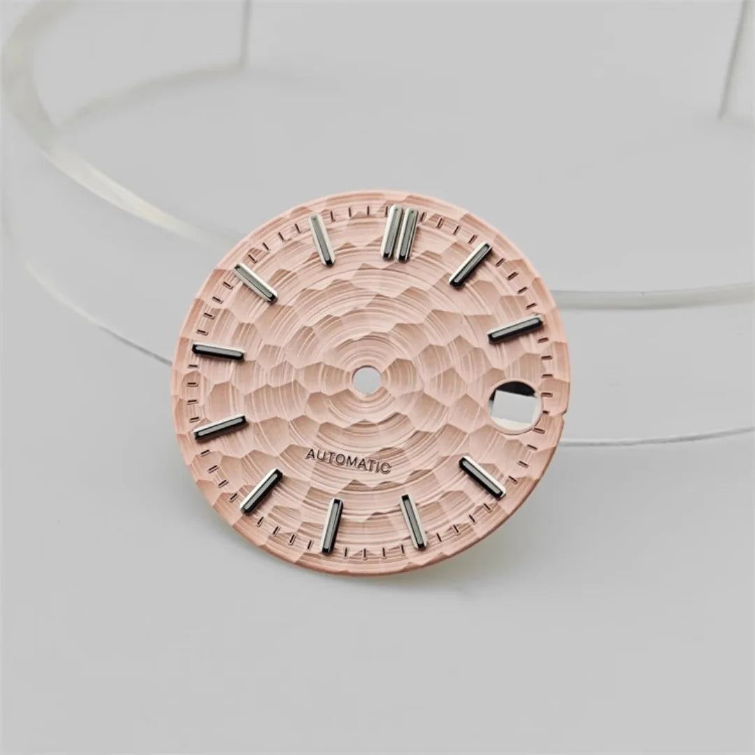 28.5mm Honeycomb Textured Surface Green Luminous Watch Dial for NH35 Movement