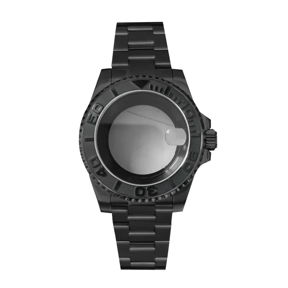 40MM Black Watch Case + Strap SUB Steel Case with Sapphire Crystal for NH35 NH36