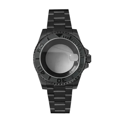 40MM Black Watch Case + Strap SUB Steel Case with Sapphire Crystal for NH35 NH36