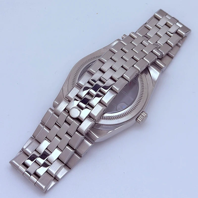 39.5mm Land-Dwellwe Steel Watch Case+Strap Sapphire Glass 33.8mm Dial Fit NH35