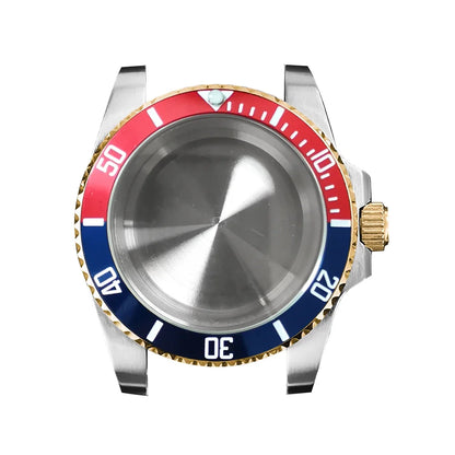 316L Watch Case 40mm Gold Edge Sapphire Flat Glass for NH35/ NH36 Modification
