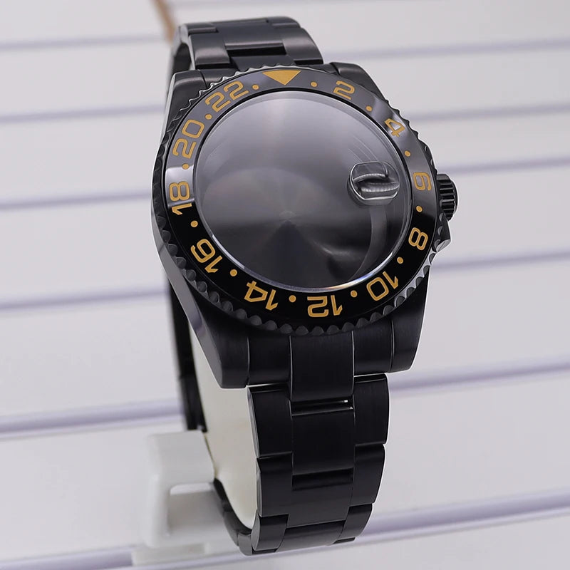 40mm PVD Watch Case Strap For NH34/35/36 GMT Eta2824 Miyota8215 Sapphire Crystal