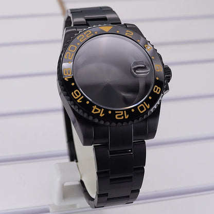 40mm PVD Watch Case Strap For NH34/35/36 GMT Eta2824 Miyota8215 Sapphire Crystal