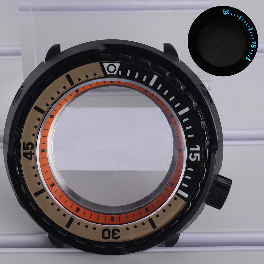 47mm Diver Watch Case Luminous Bezel For NH35 NH36 NH34 NH38 4R36 Tuna Can Mod