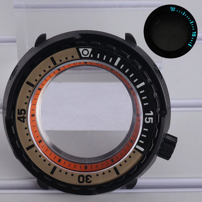 47mm Watch Case Sapphire Crystal For NH35/36 NH38 Modified Tuna Canned C3 Bezel