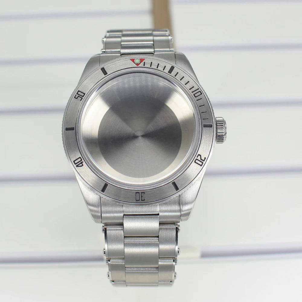 Silver 38mm Men Watch Case 316L Steel Sapphire Glass For NH35 NH36 NH38 4R36