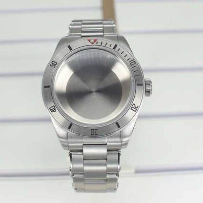 Silver 38mm Men Watch Case 316L Steel Sapphire Glass For NH35 NH36 NH38 4R36