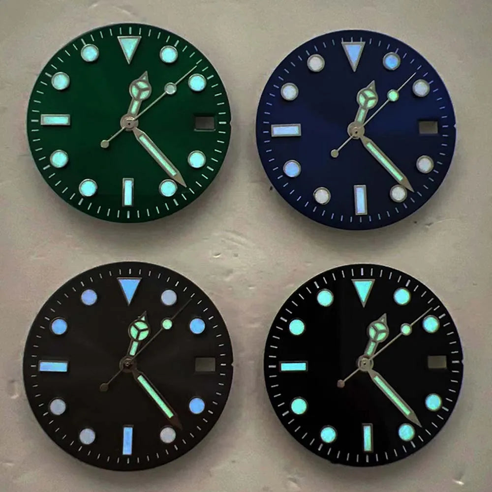 29mm Multicolor Watch Dial + Watch Hands for NH35 Movement Blue/Green Luminous