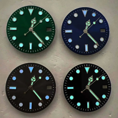29mm Multicolor Watch Dial + Watch Hands for NH35 Movement Blue/Green Luminous