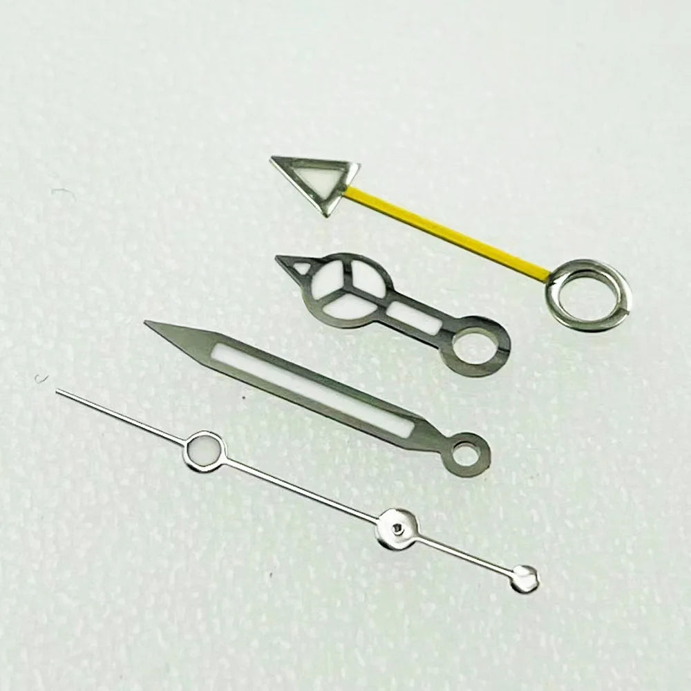 Yellow and silver trim luminous diving watch hands set for NH34 GMT movement