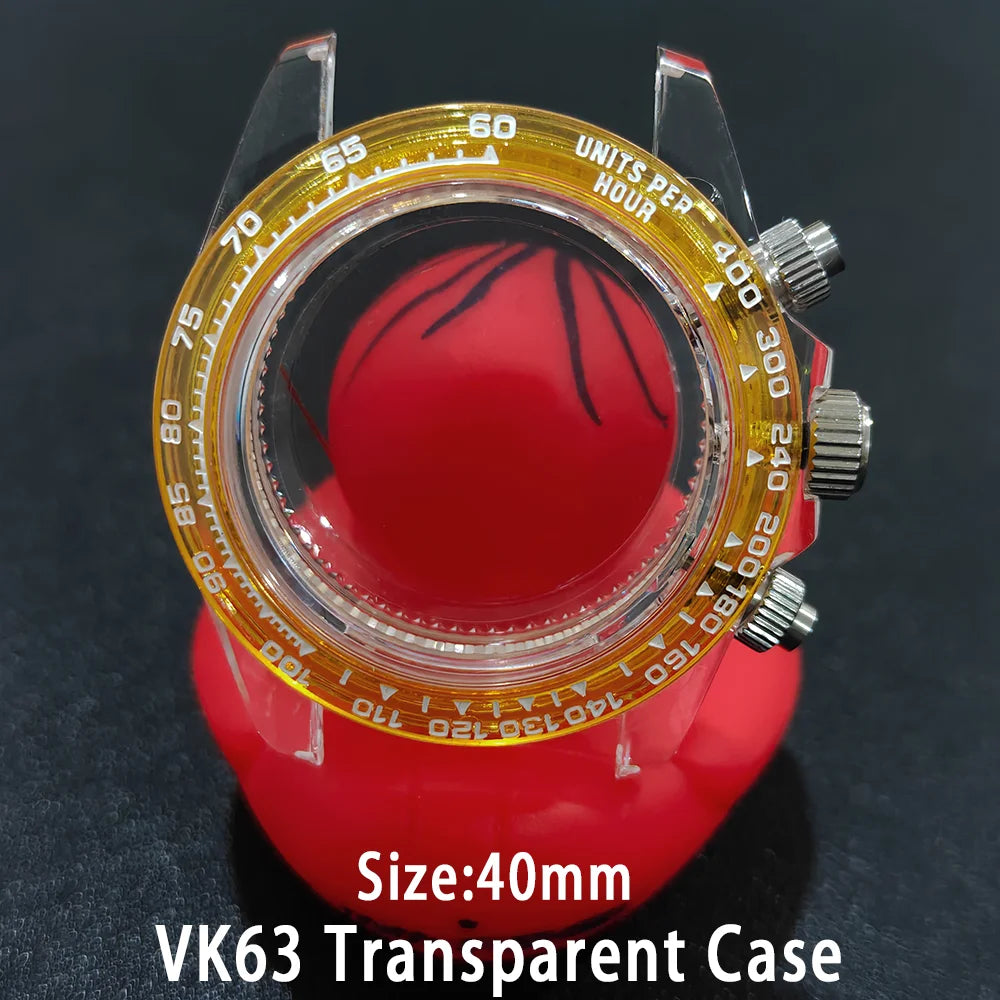 40mm Acrylic Transparent Case Suitable For VK63 Watchs Case 20mm Strap Modified