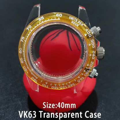 40mm Acrylic Transparent Case Suitable For VK63 Watchs Case 20mm Strap Modified