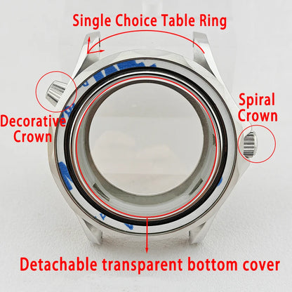 42MM Diving Watch Case Sapphire Glass Unidirectional Rotating Bezel For NH35
