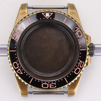 Bronze 40mm Watch Case Ceramic Bezel For SUB NH35/36/34/38/70 Sapphire Glass