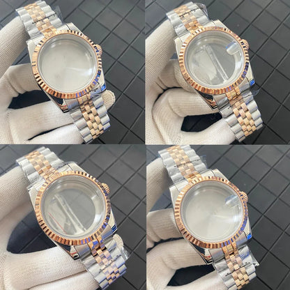 PVD 36mm Rose Gold Watch Case with Sapphire Crystal for NH35/NH36/4R Movement
