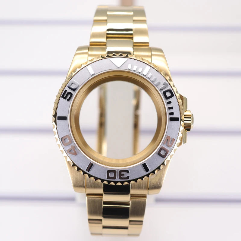 PVD 40mm Watch Case Sapphire For Nh35 Nh36 Nh34 Nh38 Eta 2824 Miyota 8215 YACHT