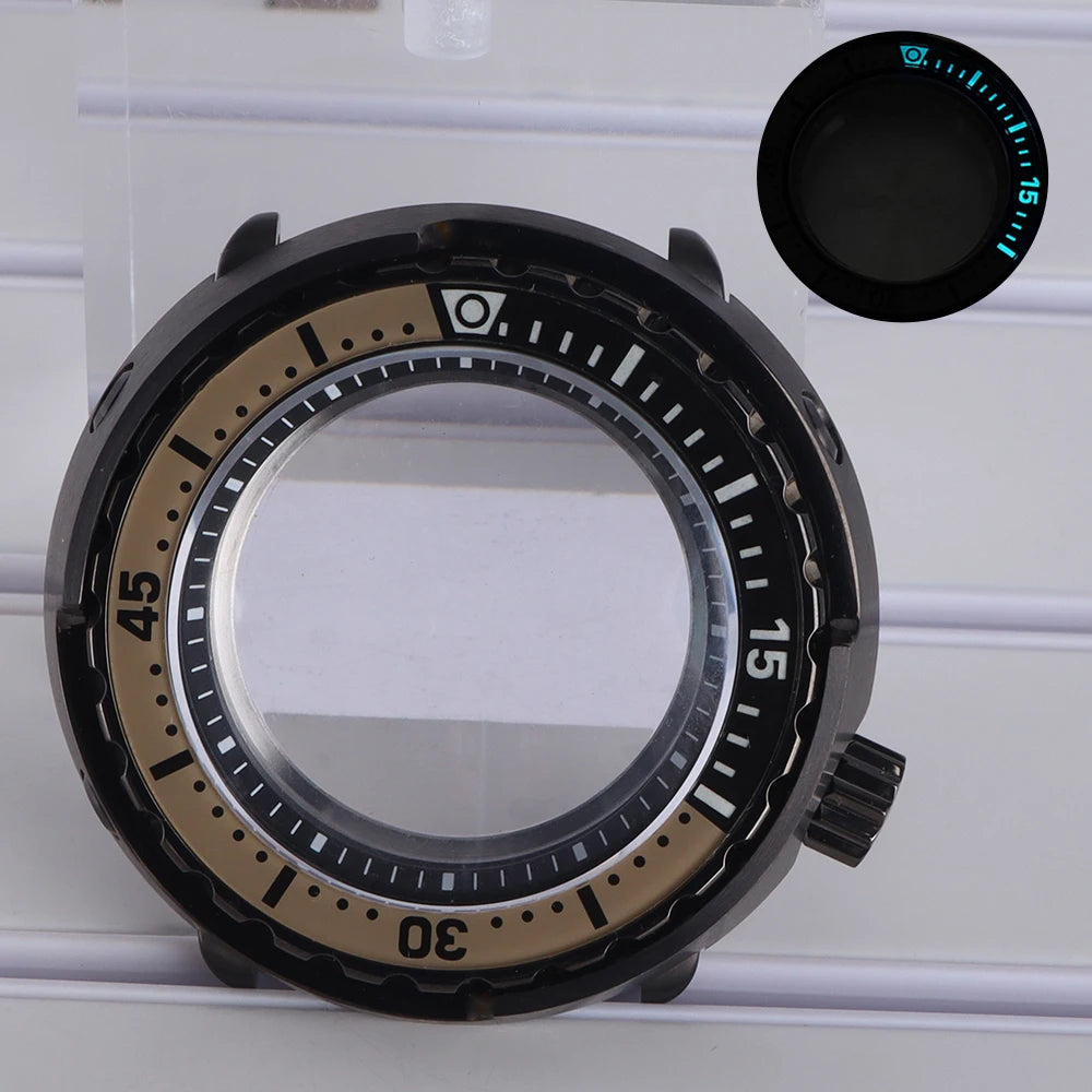 47mm Watch Case Sapphire Crystal For NH35/36 NH38 Modified Tuna Canned C3 Bezel