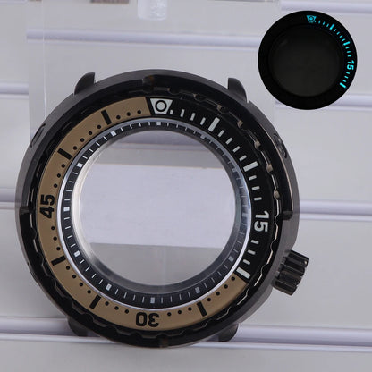 47mm Watch Case Sapphire Crystal For NH35/36 NH38 Modified Tuna Canned C3 Bezel