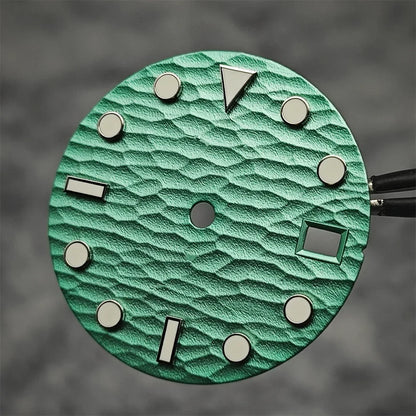 28.5mm Watch Dial Sea Wave Surface Green Luminous with Date for NH35/36/4R/7S