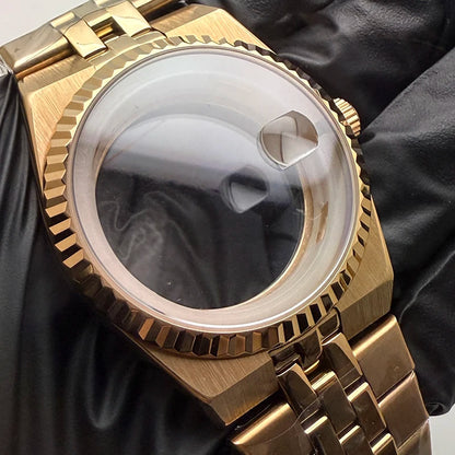 39.5mm Land-Dwellwe RG Case+Strap Sapphire Glass Luminou 33.8mm Dial Fit NH35