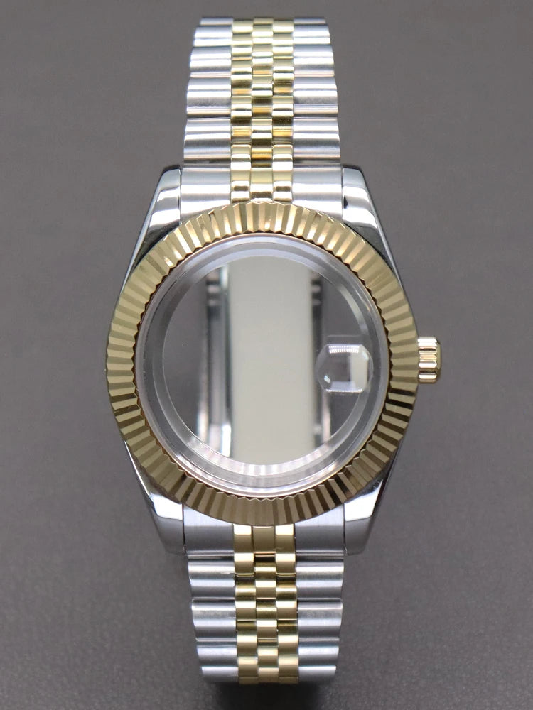 36/40mm Fluted Watch Case Sapphire Glass For NH35/36 Miyota 8215 28.5mm Datejust